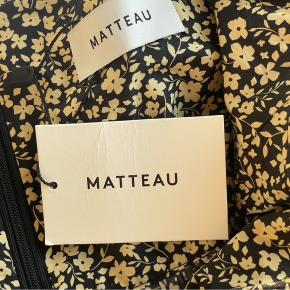 NWT Matteau Floral Print Shirred Bodice Peasant Dress - Picture 9 of 9